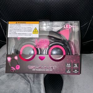 Ledeez Wired Pink LED Cat Ear Headphones with 3.5mm Jack Plug